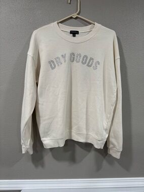 Dry Goods Cream Sweatshirt with Rhinestone 'DRY GOODS' Logo